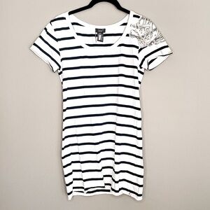 Dex Stripped T Shirt with Embellishment